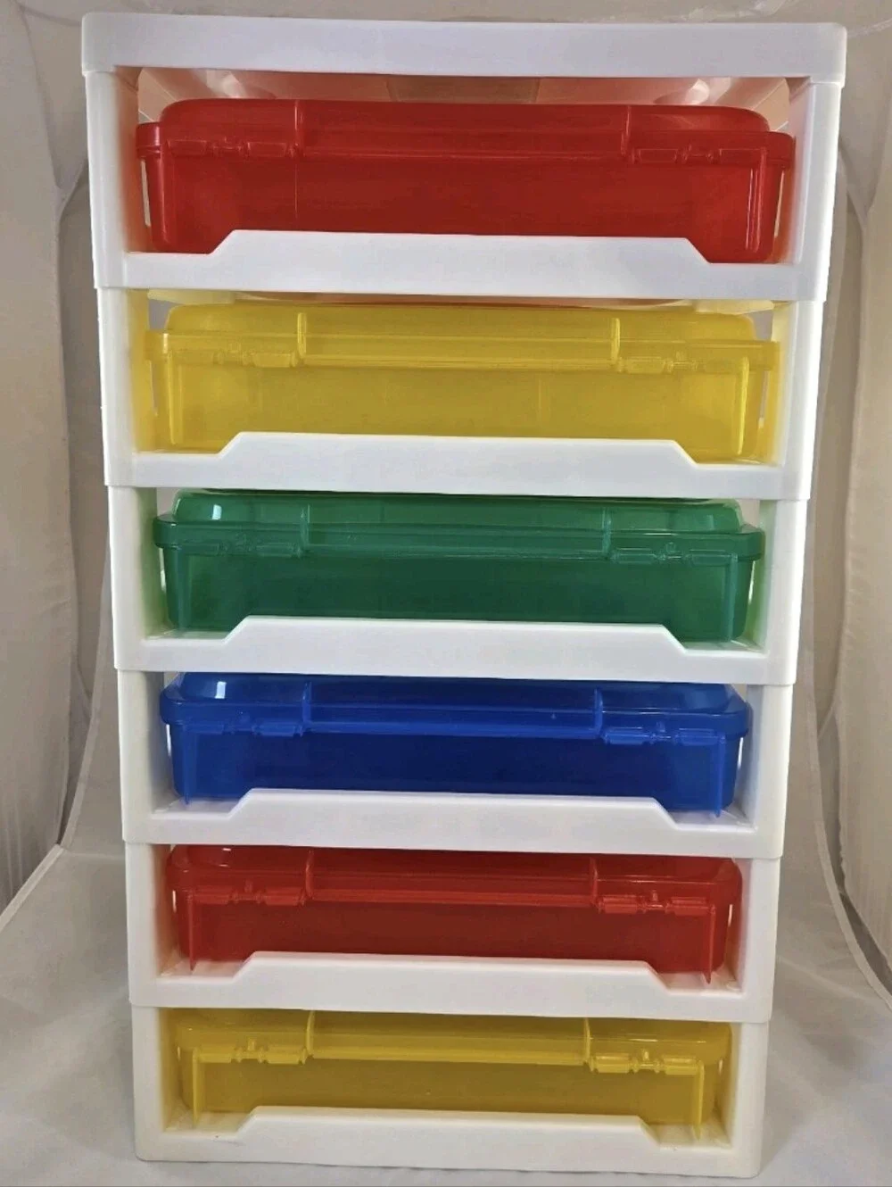 LEGO IRIS 6 Drawer Storage Organizer Tower Multi-Color Lidded Bins 2013